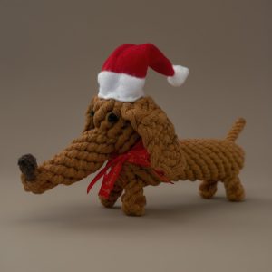 Santa Sausage mäyräkoiran muotoinen lelu
