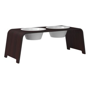dogBar® Classic korotettu ruokakuppiteline - Tumma tammi