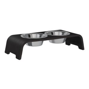dogBar® Classic korotettu ruokakuppiteline - Tumma tammi