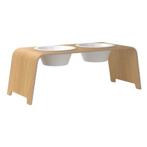 dogBar® Classic korotettu ruokakuppiteline - Vaalea tammi