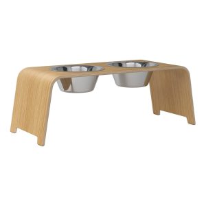 dogBar® Classic korotettu ruokakuppiteline - Vaalea tammi
