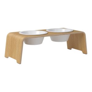 dogBar® Classic korotettu ruokakuppiteline - Vaalea tammi