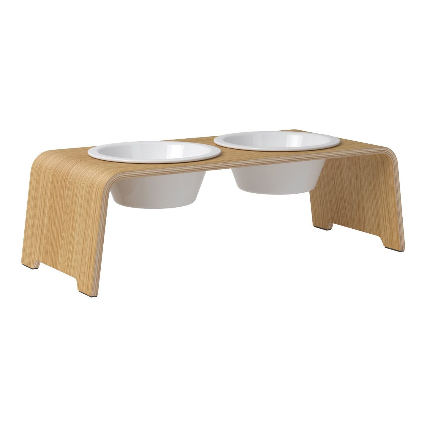 dogBar® Classic korotettu ruokakuppiteline - Vaalea tammi