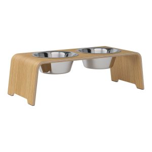 dogBar® Classic korotettu ruokakuppiteline - Vaalea tammi