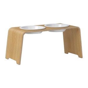 dogBar® Classic korotettu ruokakuppiteline - Vaalea tammi