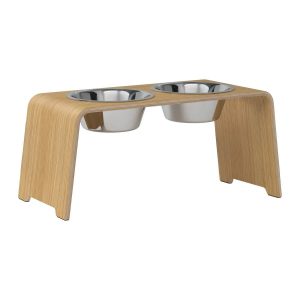 dogBar® Classic korotettu ruokakuppiteline - Vaalea tammi