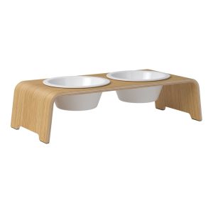 dogBar® Classic korotettu ruokakuppiteline - Vaalea tammi