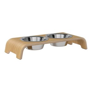 dogBar® Classic korotettu ruokakuppiteline - Vaalea tammi
