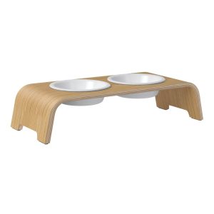 dogBar® Classic korotettu ruokakuppiteline - Vaalea tammi